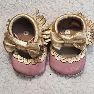 Gold and Pink Kids Shoes